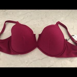 Wine colored bikini top with underwire 38DDD NWT